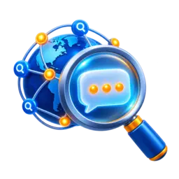 Creative 3D AEO and GEO AI search optimization icon