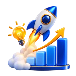 Creative 3D startup business and entrepreneurship icon